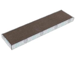 Kattenkrabplank van gerecycled golfkarton met bloemenprint en CatNip zak - 46 x 12 x 3 cm