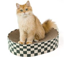 Kattenkrabplanken, 2 in 1 ovale kattenkrabplanken Bowl Nest, gegolfde lounge krabplank voor kattenbed, kattenkrabmeubel voor bank & tapijten & banken (43x33x10cm)
