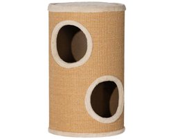 Kattenkrabton 35x35x60 cm bruin Dubbele ontwerp Geschikt voor 1-2 katten Bruine pluche stof en sisal buitenkant Elegante uitstraling Biedt comfortabele rust- en krabruimte