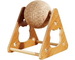 Kattenkrabwiel - Krabplank Kat - Binnen Spelen - Houten Frame - 28x25x17 cm - Meerkleurig