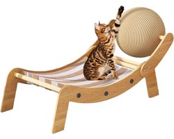 Kattenligstoel - Kattenbank speelmat - Krabben en ontspannen - Met rollende bal - 28x62x25 cm