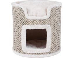 Kattenmand Deluxe - Krabpaal Voor Katten 37 cm - Krabton Voor Katten Met Omkeerbaar Kussen - Pluche & Sisal