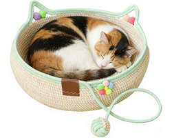 Kattenmand met Krabfunctie - Kattenmand Krabmand - Ontspannen en Krabben - Ademend Katoenen Koord - 35x35x13 cm - Niet gespecificeerd