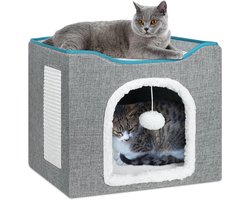 Krabplank: Kattenmand Opvouwbaar Groot Kattenhuis Hol Huiskatten Krabplank Speelbal 40 x 40 x 32 cm Grijs