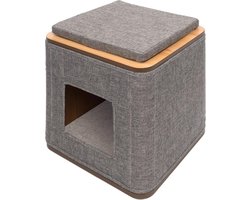 Kattenmeubel Cubo voor Krabben en Ontspannen - Grijs, 42,5 x 42,5 x 47,5 cm