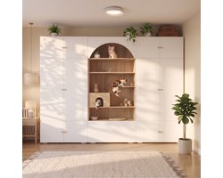 Wandmeubel: Kattenmeubel / Kattenkast / Kattenklimwand 270x50x200 cm – 1 Kledingstang – met Klim- & Rustruimte – Spaanplaat / Wit
