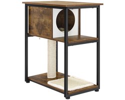 Kattenmeubel - Kattenmeubel met Krabpaal - Kattenkast - 2 in 1 - Bruin/Zwart - 59 x 36 x 67 cm (L x B x H)