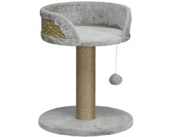 Kattenmeubels 40x40x49 cm Kleine Kattenboom Grijs Polyester Met Speelbal Geschikt Voor Katten Tot 4 kg Voor Thuisgebruik