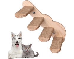 Wandmeubel: Kattenmuurtrap - Klimplank - Katten - Sisal bescherming - 45x20x10cm - Natuurlijk