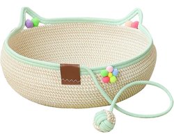 Kattennest - Kattenmand Kattenbed - Ontspannen en Spelen - Krasbestendig Katoenen Touw - 35x35x13 cm - Meerkleurig