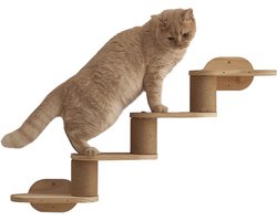 Kattenplanken - Klimmeubel Kat - Katten Spelen - Compacte Wandoplossing - 80x48x15.3cm - Houtkleur