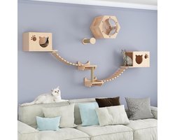 Kattenplanken set - Klimrek katten - Katten vermaken - Massief hout - 1 x 1 x 1 cm - Style 5