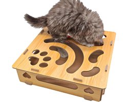 Kattenpuzzel Krabbox - Krabmeubel Interactief - Huisdier Vermaken - Met Bel Speelgoed - 378 x 358 x 67 cm - Meerkleurig