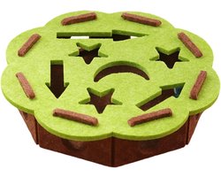 Kattenpuzzel Speelgoedbox - Krabplank Nagelslijper - Nagelverzorging Kat - Met 2 Belballen - 38 x 38 x 1.5 cm - Groen