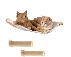 Kattenrek Set - Krabmeubel Wand - Katten Klimmen Spelen - Stabiel Rubberhout Frame - 53 x 47 x 12 cm