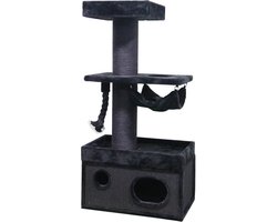 Kattens No1 Krabpaal Cadet Zwart - 160 cm hoog - Ø 20 cm dikke sisalpaal - 80 x 50 x 160 cm - Geschikt voor grote & zware katten