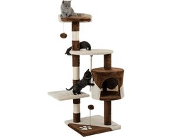 Kattenspeelboom met Krabpaal en Speelopties, Hoogte 112 cm, Bruin/Beige