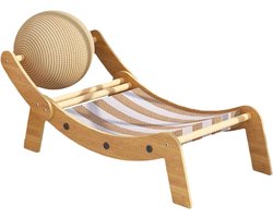 Kattenstoel met bal - Krabmeubel - Spelen en rusten - Golfpapier ontwerp - 50 x 21 x 21 cm
