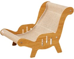 Kattenstoel Sisal - Krabpaal Ligstoel - Rusten Spelen - Hout Sisal Materiaal - 42x60x44.5 cm - Bruin