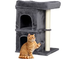 Krabpaal: Kattentoren - 2 holen - platform - sisalpaal - compact - donkergrijs