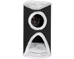 Kattentoren Grijs met Holtes en Ligvlak - 75 cm Krabpaal voor Katten