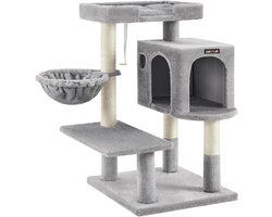 Kattentoren met krabpalen, grote baars, grot, draaibare mand, afneembaar en wasbaar kussen - Duifgrijs PCT042W01