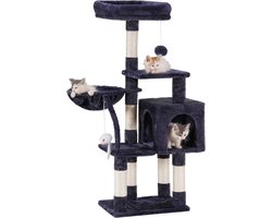 Kattentoren voor binnenkatten met speelgoed, gewatteerde pluche baars, hangmat en sisalkrabpalen - Rookgrijs EMPJ004SG-N