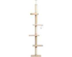 Kattenu CactusTower - Hoge Krabpaal plafond - Verstelbaar van 229 - 275 cm - Beige - Plafond krabpaal voor katten