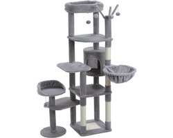 Kattenu CatLife - Hoge krabpaal voor katten - Grijze krabpaal kat - Kattenboom met katten klimmuur - 150 cm hoog