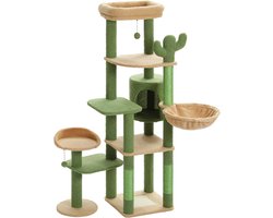Kattenu CatLife - Hoge krabpaal voor katten - Groene krabpaal kat - Kattenboom met katten klimmuur - 150 cm hoog