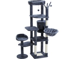 Kattenu CatLife - Hoge krabpaal voor katten - Krabpaal kat Donkergrijs - Kattenboom met katten klimmuur - 150 cm hoog