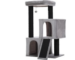 Kattenu KittyKingdom - Stevige krabpaal - Extra Dikke Palen - Grote krabpaal voor zware katten - Grijs - Medium versie