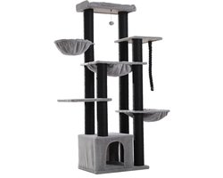 Krabpaal: Kattenu KittyKingdom - Stevige krabpaal voor grote katten - Extra Dikke Palen - Grote krabpaal voor zware katten - Zwart