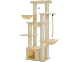 Krabpaal: Kattenu KittyKingdom - Stevige krabpaal voor zware katten XXL - Extra Dikke Palen - Grote krabpaal voor grote katten - Beige