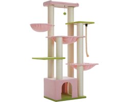 Krabpaal: Kattenu KittyKingdom - Stevige krabpaal voor zware katten XXL - Extra Dikke Palen - Grote krabpaal voor grote katten Roze
