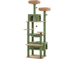 Kattenu MeowMansion - Krabpaal voor grote katten - Groen - Grote krabpaal voor zware katten - 184 cm hoog - Katten krabpaal