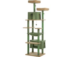 Kattenu MeowMansion XL - Krabpaal voor grote katten - Groen - Grote krabpaal voor zware katten - 205 cm hoog - Katten krabpaal