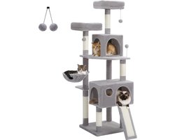 Krabpaal: Kattenu PawMansion - Stevige krabpaal voor grote katten - Grote krabpaal voor zware katten - Grijs