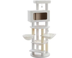 Krabpaal: Kattenu RoyalKingdom XXXL - Stevige krabpaal voor grote katten - Extra Dikke Palen - Grote krabpaal voor zware katten - Wit