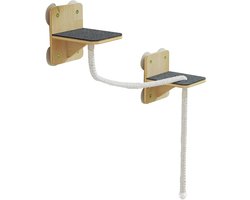 Wandmeubel: Kattenwandplanken | Indoor klimmuur met krabpaal | Natuurlijke krabtoren trappen speelgoed voor baars raam binnen buiten huis speeldeur