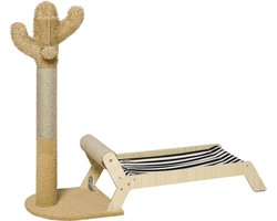 Killogood Hangmat voor katten met geïntegreerde krabpaal in cactuvorm – 2-in-1 ontwerp voor binnen, 88,5 x 31,5 x 76,5 cm, veelkleurig
