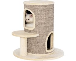 Killogood Krabtrommel/krabtoren voor katten met 2 verdiepingen en platform – ideaal om te krabben en spelen, 60 x 60 x 61 cm, beige