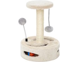 Krabplank: Kitten Scratcher Kitty Activiteit Play Center - Sisal Draaibare Bungelende Tunnel Bal voor Kleine Katten - Wit