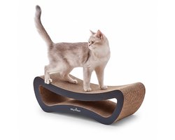 Kitty Town Leo Medium – Krabkarton Sofa Krabplank Kat - Zwart - Krabmeubel - Krabplank - Krabmat - Krabpaal karton - 59x20x24cm