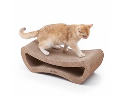 Kitty Town Leo Medium - Krabkarton Sofa Licht Eiken - Krabmeubel - Krabplank - Krabmat - Krabpaal karton - 59x20x24cm