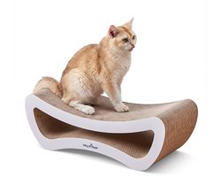 Kitty Town Leo Medium - Krabkarton Sofa Wit - Krabmeubel - Krabplank - Krabmat - Krabpaal karton - 59x20x24cm