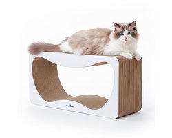 Kitty Town Luna Extra Large - Krabkarton Sofa Wit - Krabmeubel - Krabplank - Krabmat - Krabpaal karton - 74x36x24cm