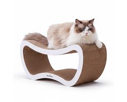 Kitty Town Max Large – Krabkarton Sofa Krabplank Kat - Wit - Krabmeubel - Krabplank - Krabmat - Krabpaal karton - 67x28x24cm