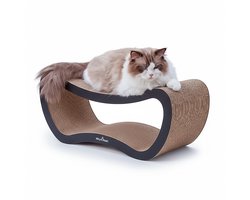 Kitty Town Max Large – Krabkarton Sofa Krabplank Kat - Zwart - Krabmeubel - Krabplank - Krabmat - Krabpaal karton - 67x28x24cm