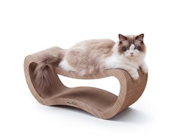 Kitty Town Max Large - Krabkarton Sofa Licht Eiken - Krabmeubel - Krabplank - Krabmat - Krabpaal karton - 67x28x24cm